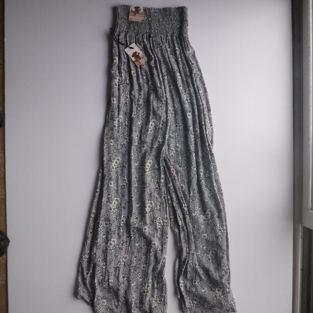 Sincerely Jules Blue Floral Wide Leg Pants New with Tags Size XS